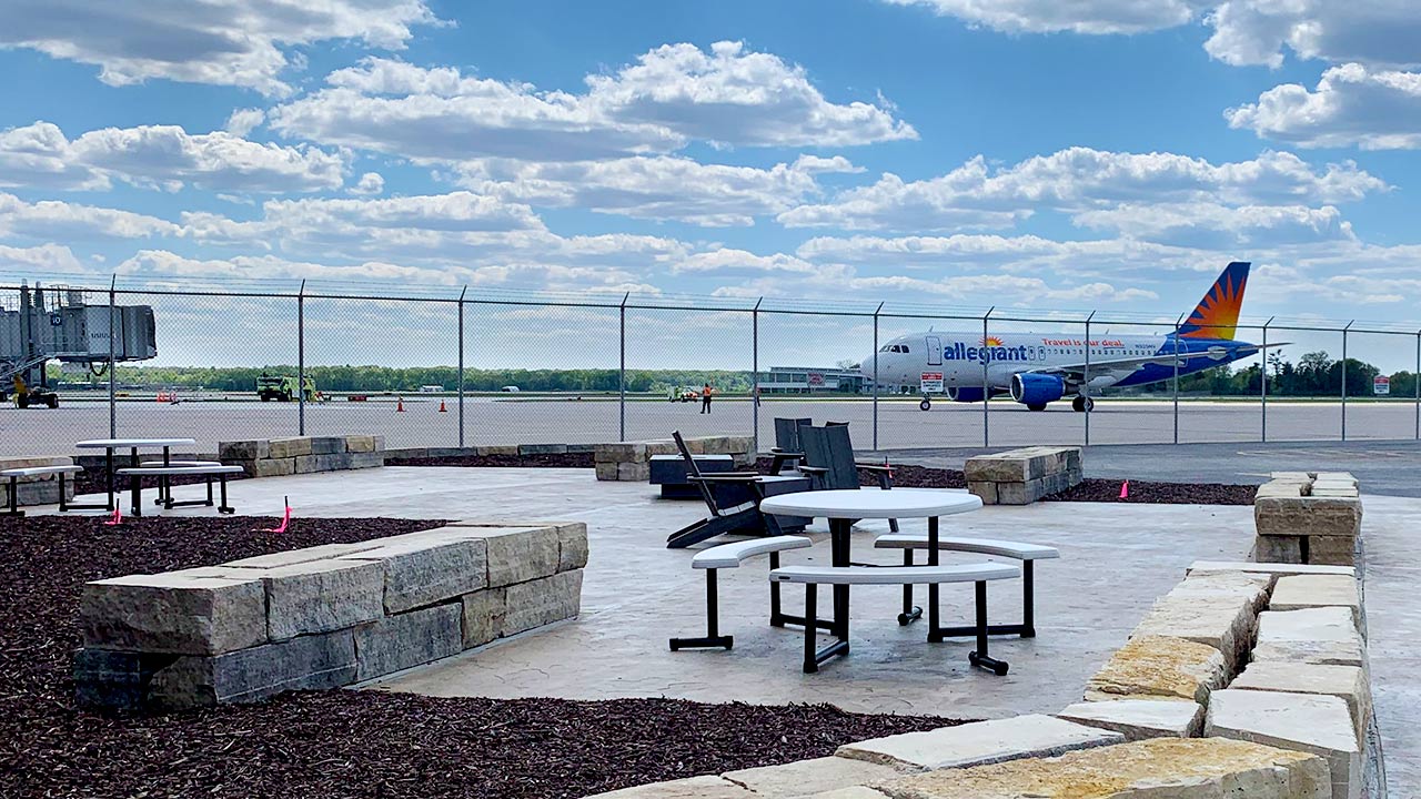 Outside Patio Seating and QC Airport