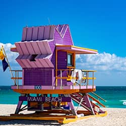 A colorful structure on a Miami beach.